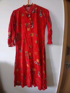 Red Floral Midi Dress