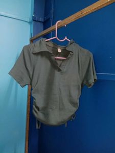Green Collared Top