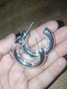 Silver Chunky Hoop Earrings