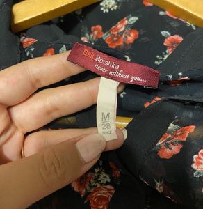 Bershka Floral Mesh Top