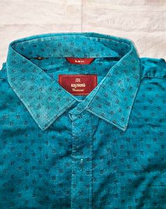 Blue Patterned Button-Down Shirt