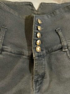 High-Waisted Gray Wash Skinny Jeans