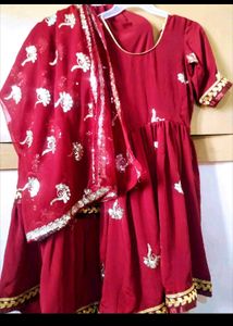 Maroon Embroidered Kurta Set