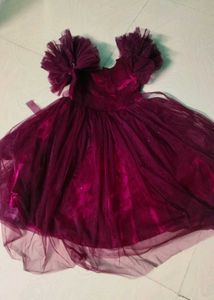 Dark Purple Colour Smooth Net Frock