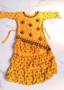 Girls Yellow Embroidered Dress