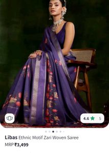 Floral Print Purple Saree