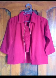 Trendy 2 Piece 🍒 Red Top With Stylish Jacket✨
