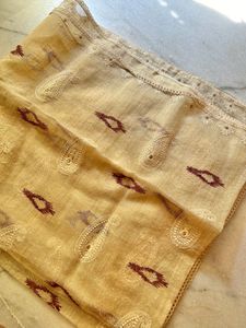 Maroon Printed Kurta Set With Beige Pant Dupatta