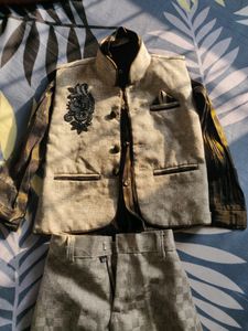 Boys Wedding Kurta, Waistcoat And Breeches Set