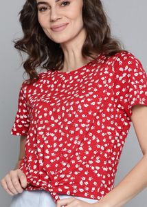 Red Tie Knot Crop Top
