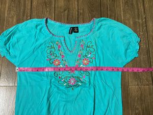 Cyan Embroidery Top