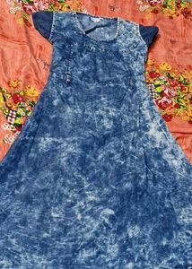 Dyed Blue Short  Frock Or Dress