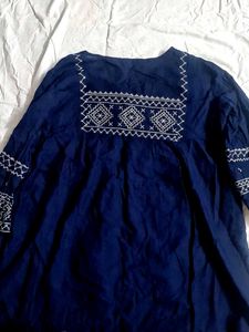 Beautiful Navy Blue Ethnic Motif Tunic Top