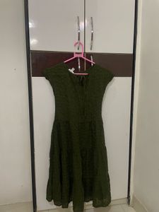 Olive Green Tiered Dress