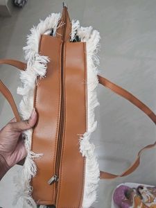 Green Woven Tote Bag with Tassels