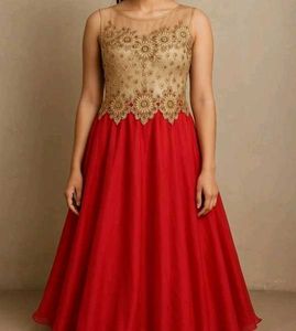 Orange and Gold Embroidered Gown