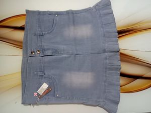 Pleated Denim Mini Skirt