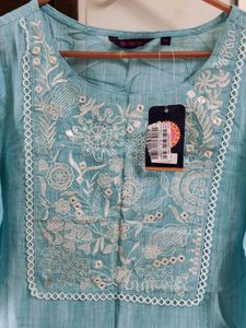 Light Blue Embroidered Kurti