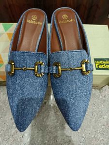 Denim Mule Flats
