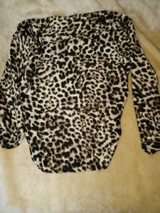 Leopard Print Ruched Blouse