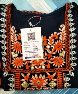 Navy Blue Kurta, Leggings And Dupatta Set