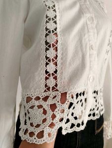 Zara Crochet Trim Button down Shirt