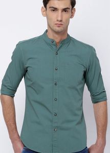 HIGHLANDER Men Green Slim Fit Casual Shirt