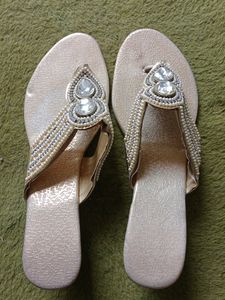 Golden Stone Moti Work Sandal