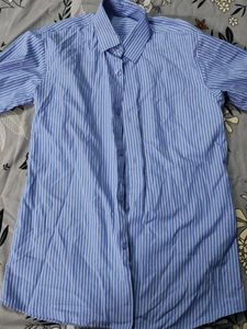 Blue Striped Button-Up Shirt