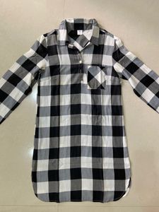 Checked Black &amp; White Shirt Dress | Mini