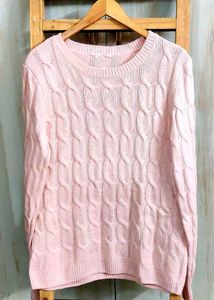 Light Pink Self Design Pullover Size-36-38
