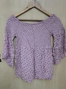 Light Pink Colour Off Shoulder Top