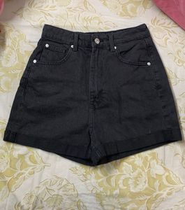 Black pink High Waist Shorts