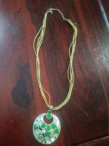 Green And White Stone Studded Locket