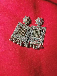 Ethnic Silver Tone Earrings