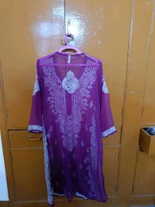 Elegant chikankari mirror Purple Kurta