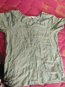 Olive Green Button-Down Top