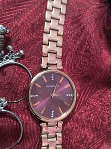 Rose Gold Watch with Earrings Set