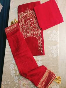 Beautiful Branded Red Colour Suit Material