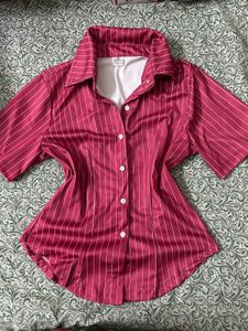 ✮⋆˙ Striped Button-Up Shirt