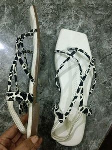 Animal Print Strappy Square Toe Sandals