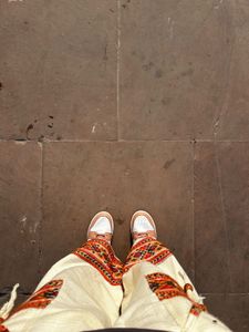 Embroidered Cream Pants