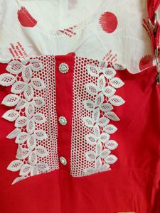 ♥️🤍 Red And White Beautiful Ethentic Top