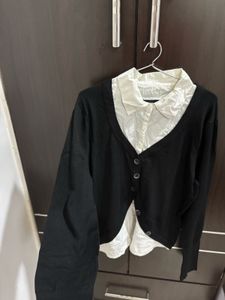 Black Cardigan with White Shirt