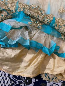 Elegant Teal &amp; Gold Anarkali Dress