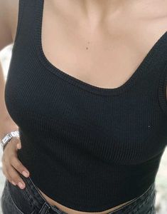 Black Ribbed Tank Top