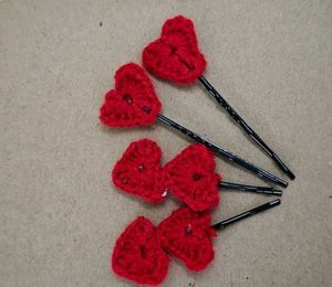 Crochet Heart Hair Pins - Set of 4