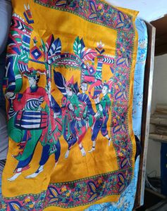 Mysore Art Silk Saree Navy Blue &amp; Mustard
