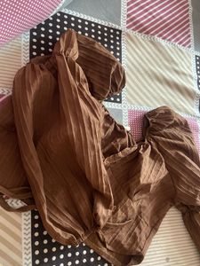 Brown Puff Sleeve Top