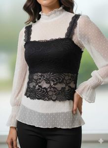 lace bralette and mesh top combo